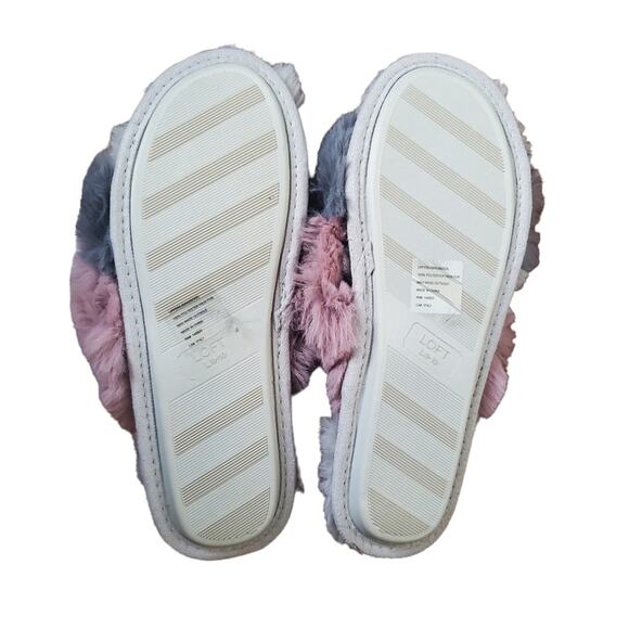 Loft Criss Cross Faux Fur Fuzzy Slippers New With Tags NWT Women's Large 9-10 - Picture 7 of 9